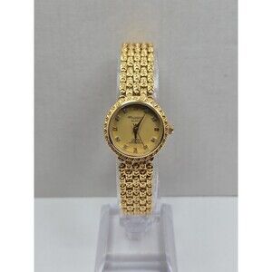 Croton Lady Harris Womens Gold Tone Diamond Quartz Dress Watch New Battery